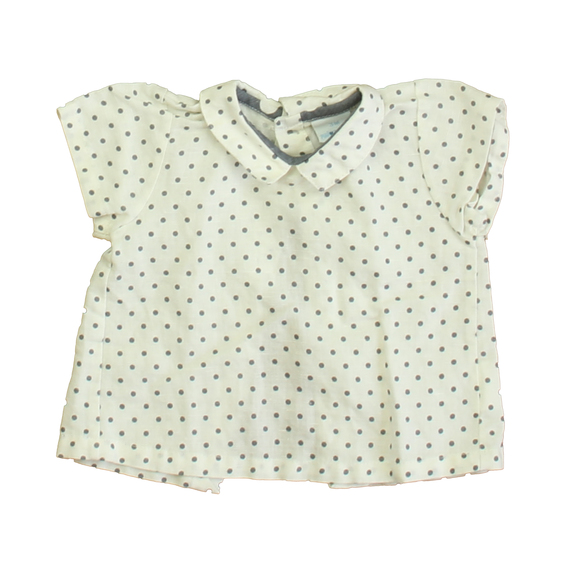 Paloma de la O Girls White | Gray Polka Dots Blouse size: 3 Months - Picture 1 of 2